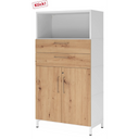 Archiefkast FlexWall in wit en essen-eiken met twee laden, twee deuren en een wit sokkelonderstel van hjh OFFICE PRO