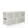 Grijze Commode FOLDAR met zes stoffen laden en een wit frame van hjh LIVING