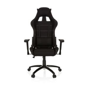 Zwarte Gamestoel GAME FORCE met stofbekleding, witte siernaden en armleuningen van hjh OFFICE