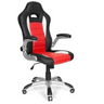 Gamestoel GAME SPORT in zwart en rood met zilverkleurige armleuningen en rolvoet van hjh OFFICE