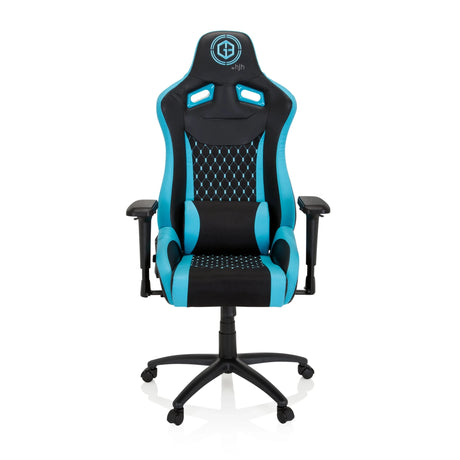 Gamestoel GAMEBREAKER SX 04 in zwart en turquoise met stiksel en verstelbare armleuningen van hjh OFFICE