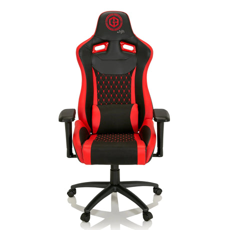 Gamestoel GAMEBREAKER SX 04 in zwart-rood met gestikte bekleding en lendenkussen van hjh OFFICE