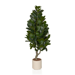 Kunstplant Garcinia met groene bladeren in een crèmekleurige pot van hjh OFFICE