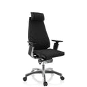 High end bureaustoel GENIDIA PRO met zwarte stofbekleding en gepolijst onderstel van hjh OFFICE