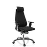 High end bureaustoel GENIDIA PRO met zwarte stofbekleding en gepolijst onderstel van hjh OFFICE