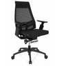 Professionele bureaustoel GENIDIA SMART BLACK met zwarte netbekleding en armleuningen van hjh OFFICE