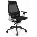 Professionele bureaustoel GENIDIA SMART WHITE CM met zwarte netbekleding en chromen details van hjh OFFICE