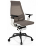 Professionele bureaustoel GENIDIA SMART WHITE met grijze netbekleding, witte armleuningen en zwart onderstel van hjh OFFICE