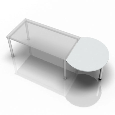 Grijze bijzettafel HA60 / HA80 / HA160 met een rond tafelblad en een rechthoekig onderstel van hjh OFFICE PRO