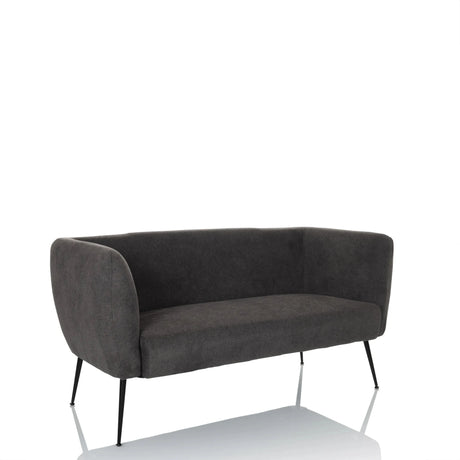 Grijze lounge bank HAYRIVER met stoffen bekleding en vier slanke zwarte metalen poten van hjh LIVING