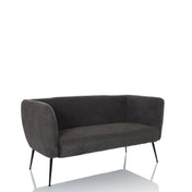 Grijze lounge bank HAYRIVER met stoffen bekleding en vier slanke zwarte metalen poten van hjh LIVING