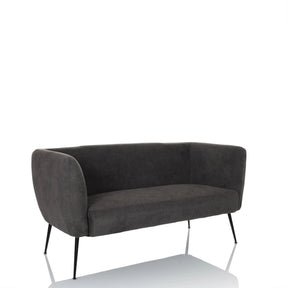 Grijze lounge bank HAYRIVER met stoffen bekleding en vier slanke zwarte metalen poten van hjh LIVING