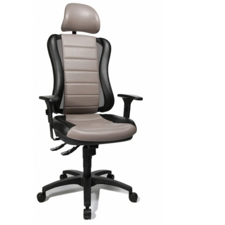 Grijze professionele bureaustoel HEAD POINT RS met zwart frame en hoofdsteun van Topstar
