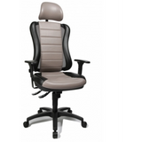 Grijze professionele bureaustoel HEAD POINT RS met zwart frame en hoofdsteun van Topstar