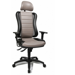 Grijze professionele bureaustoel HEAD POINT RS met zwart frame en hoofdsteun van Topstar