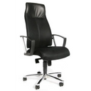 Zwarte professionele directiestoel HIGH SIT UP met netrugleuning, armleuningen en voetkruis van Topstar