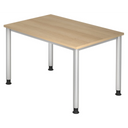 Hoogteverstelbaar bureau HILO 12 S in eikenlook met zilverkleurige poten van hjh OFFICE PRO