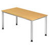 Hoogteverstelbaar bureau HILO 16 S in beukenlook met zilverkleurige metalen poten van hjh OFFICE PRO