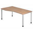 Bureau HILO 18 S in walnoot-look met zilverkleurige poten van hjh OFFICE PRO