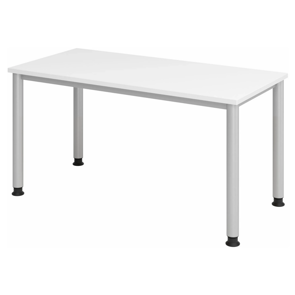 Wit HILO 614 S bureau met zilverkleurige poten en wit tafelblad van hjh OFFICE PRO