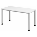 Wit HILO 614 S bureau met zilverkleurige poten en wit tafelblad van hjh OFFICE PRO