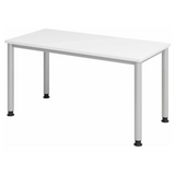 Wit HILO 614 S bureau met zilverkleurige poten en wit tafelblad van hjh OFFICE PRO
