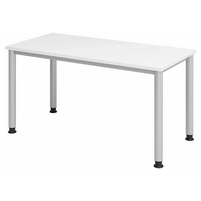Wit HILO 614 S bureau met zilverkleurige poten en wit tafelblad van hjh OFFICE PRO