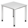 Hoogteverstelbaar bureau HILO 8 S met wit tafelblad en zilverkleurige poten van hjh OFFICE PRO