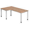 L-vormig bureau HILO 82 S in walnoot-look met zilveren poten van hjh OFFICE PRO