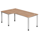 L-vormig bureau HILO 82 S in walnoot-look met zilveren poten van hjh OFFICE PRO