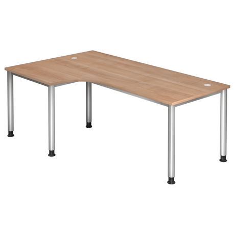 L-vormig bureau HILO 82 S in walnoot-look met zilveren poten van hjh OFFICE PRO