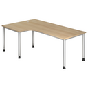 L-vormig bureau HILO 82 S in eikenlook met zilverkleurige poten van hjh OFFICE PRO