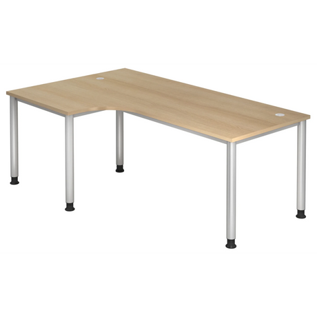 L-vormig bureau HILO 82 S in eikenlook met zilverkleurige poten van hjh OFFICE PRO