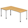 L-vormig bureau HILO 82 S in beukenlook met zilveren poten van hjh OFFICE PRO