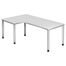 L-vormig bureau HILO 82 S in het wit met zilverkleurige poten van hjh OFFICE PRO