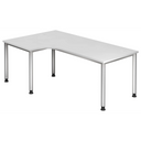 L-vormig bureau HILO 82 S in het wit met zilverkleurige poten van hjh OFFICE PRO