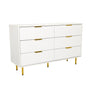 Wit Dressoir HJELLE met zes geribbelde laden en gouden grepen van hjh LIVING