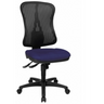 Professionele bureaustoel HJH SOLUTION BASIC met blauw zitkussen, zwarte netrugleuning en rolvoet van Topstar