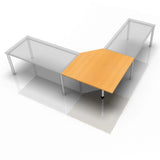 Trapezvormig bureau HT12 in beukenlook met een licht houten blad van hjh OFFICE PRO