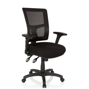Zwarte Professionele directiestoel IMPACT PRO met netrugleuning en armleuningen van hjh OFFICE