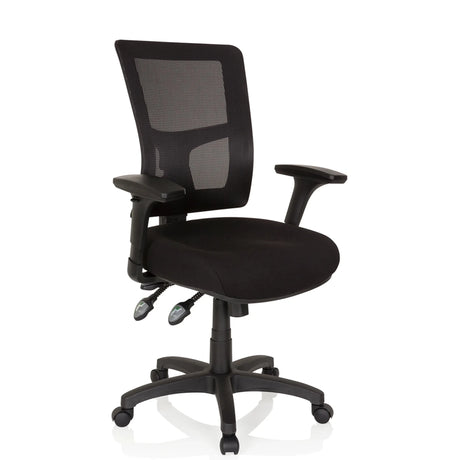 Zwarte Professionele directiestoel IMPACT PRO met netrugleuning en armleuningen van hjh OFFICE