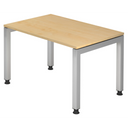 Hoogteverstelbaar bureau JAVA 12 S in esdoorn met zilverkleurig frame van hjh OFFICE PRO