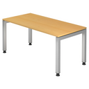 Hoogteverstelbaar bureau JAVA 16 S in beuken met zilverkleurig frame van hjh OFFICE PRO