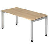 Hoogteverstelbaar bureau JAVA 16 S met eikenkleurig tafelblad en zilverkleurig frame van hjh OFFICE PRO