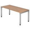 Hoogteverstelbaar bureau JAVA 19 S in walnootlook met zilveren frame van hjh OFFICE PRO