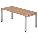 Hoogteverstelbaar bureau JAVA 19 S in walnootlook met zilveren frame van hjh OFFICE PRO