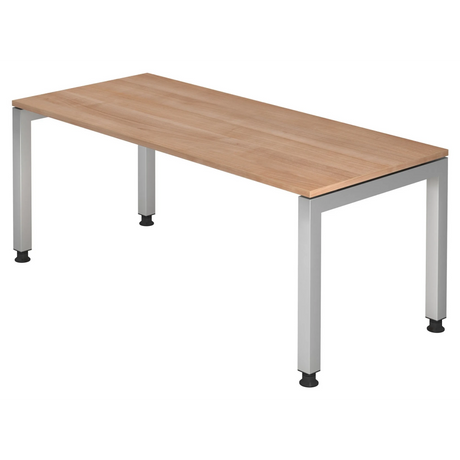 Hoogteverstelbaar bureau JAVA 19 S in walnootlook met zilveren frame van hjh OFFICE PRO