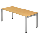 Bureau JAVA 19 S in beukenlook met zilverkleurig onderstel en in hoogte verstelbare voetjes van hjh OFFICE PRO