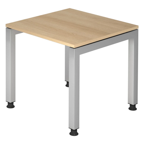 Hoogteverstelbaar bureau JAVA 8 S met eikenkleurig blad en zilveren frame van hjh OFFICE PRO