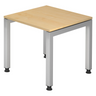 Hoogteverstelbaar bureau JAVA 8 S met esdoornhouten blad en zilverkleurige poten van hjh OFFICE PRO